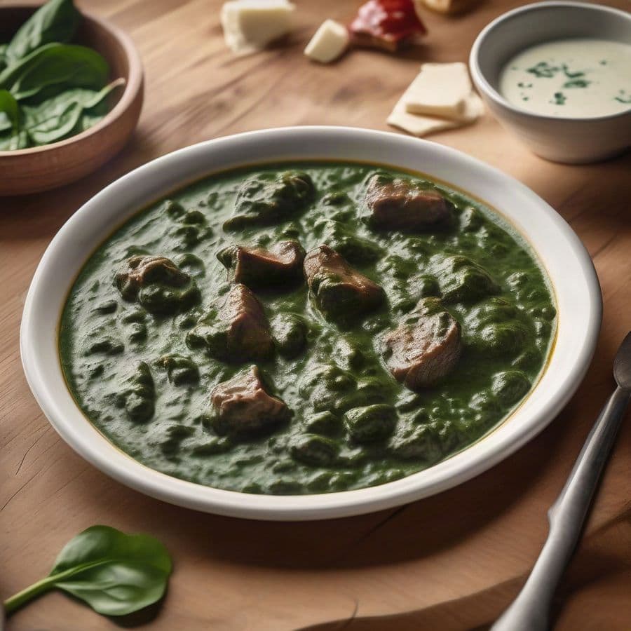 Creamy Spinach Sauce with Lamb